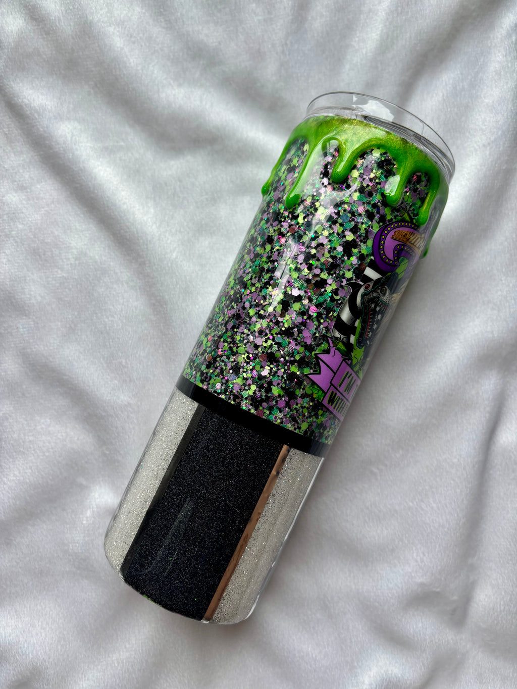 Beetlejuice Glitter Tumbler