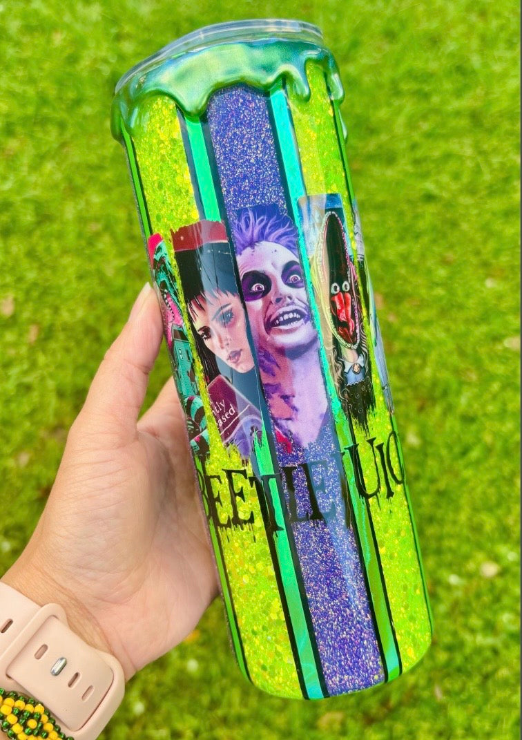 Beetlejuice Glitter Tumbler